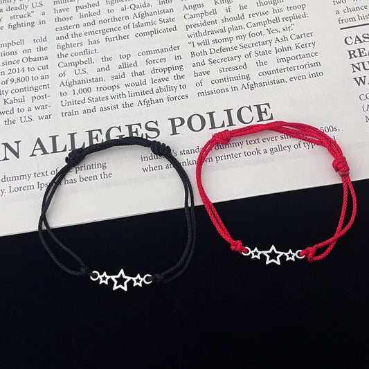 Women's & Men's Fashion Alloy Little Star Wax Rope Bracelet