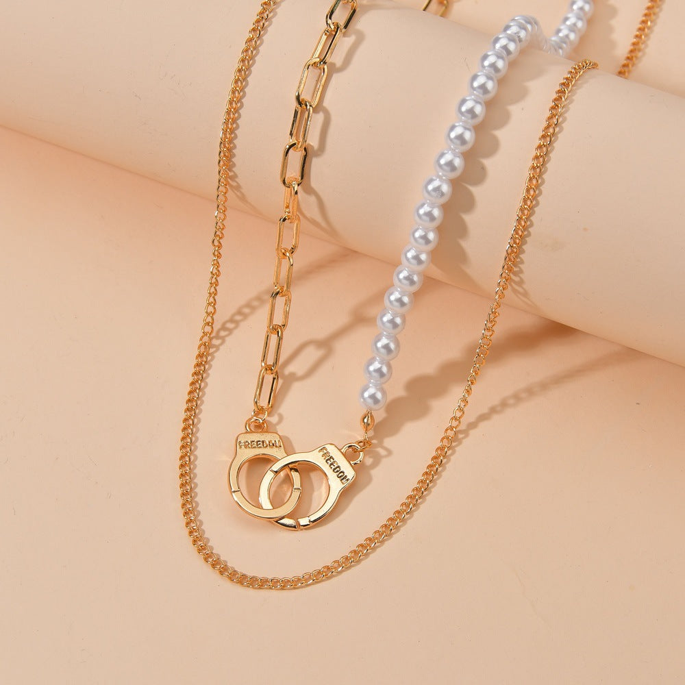 Fashion Alloy Handcuffs Asymmetric Simple Imitation Necklaces