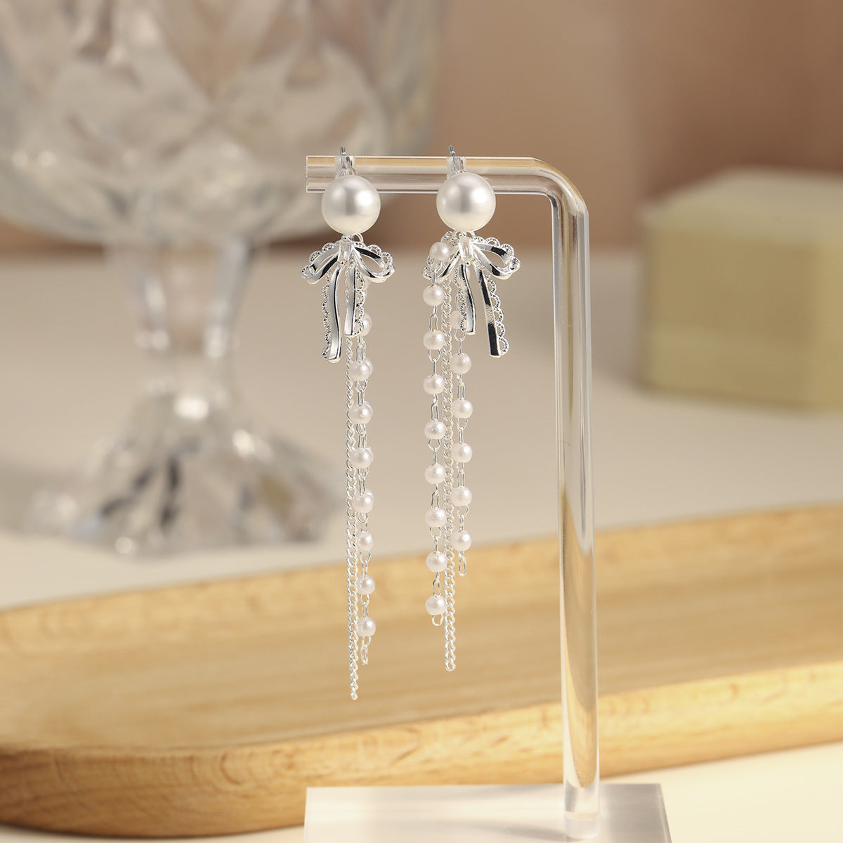 Pearl Tassel Niche Bow Gentle Style Rings