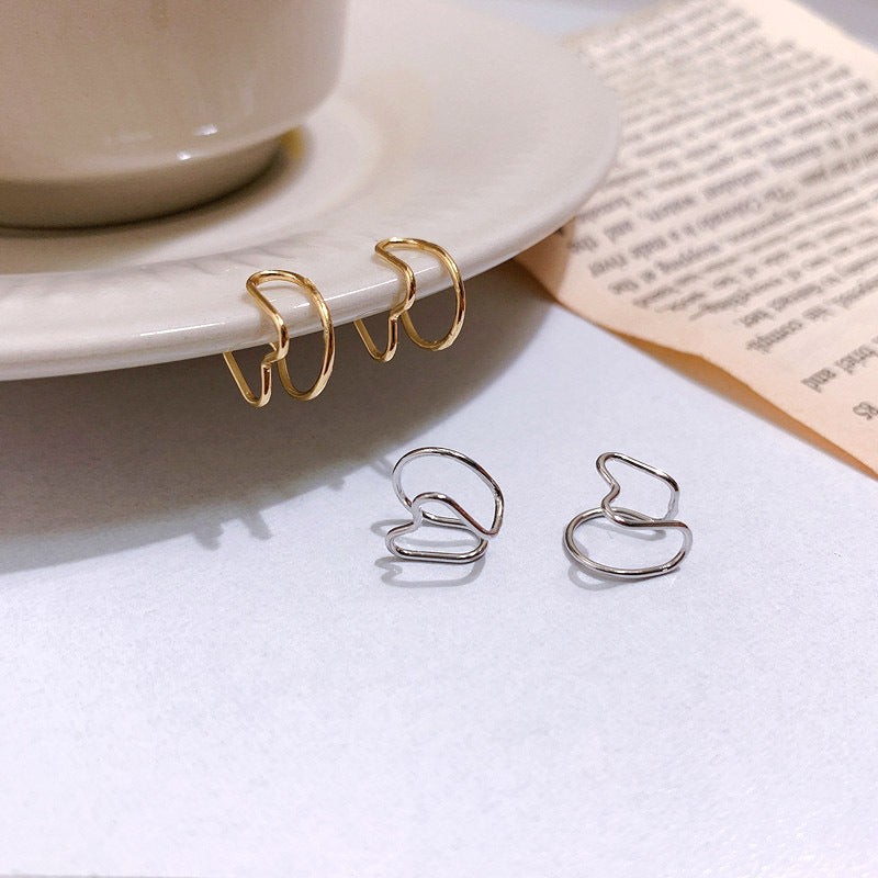 Women's Korean Style Simple Heart-shaped Peach Heart Stainless Ear Clip
