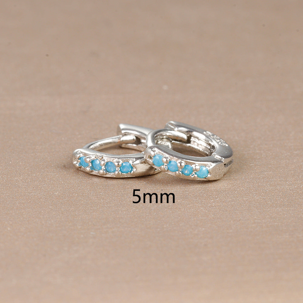 Simple Eardrop Blue Pine Zircon Circle Ear Bracelets