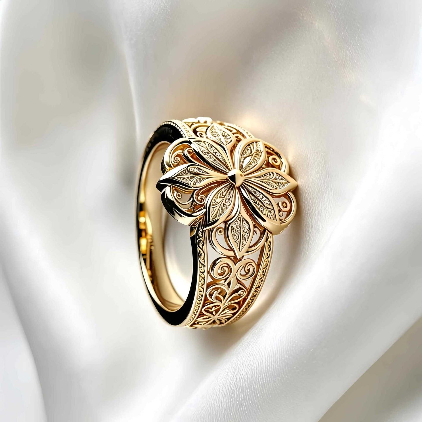 Hollow Flower Niche Design Mori Style Carved Artistic Temperament Ring