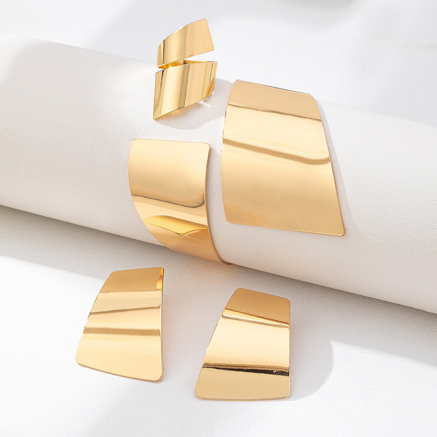 Exaggerated Geometry Gold-plated Ear Twin Wear Match Gift Jewelry Set