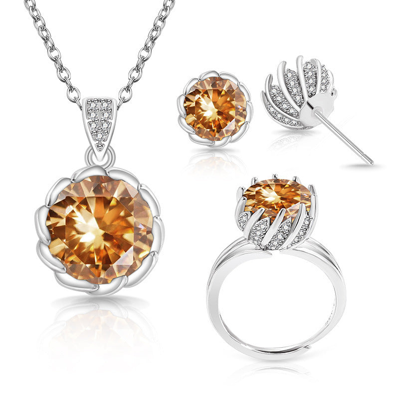 Live Gem Fashion Zircon Female Rose Color Rings