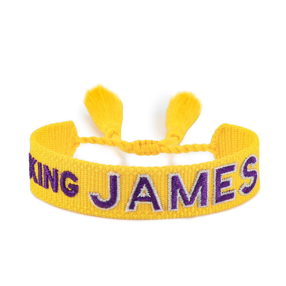 Basketball Sports Woven Curry James Lakers Carrying Strap English Bracelets