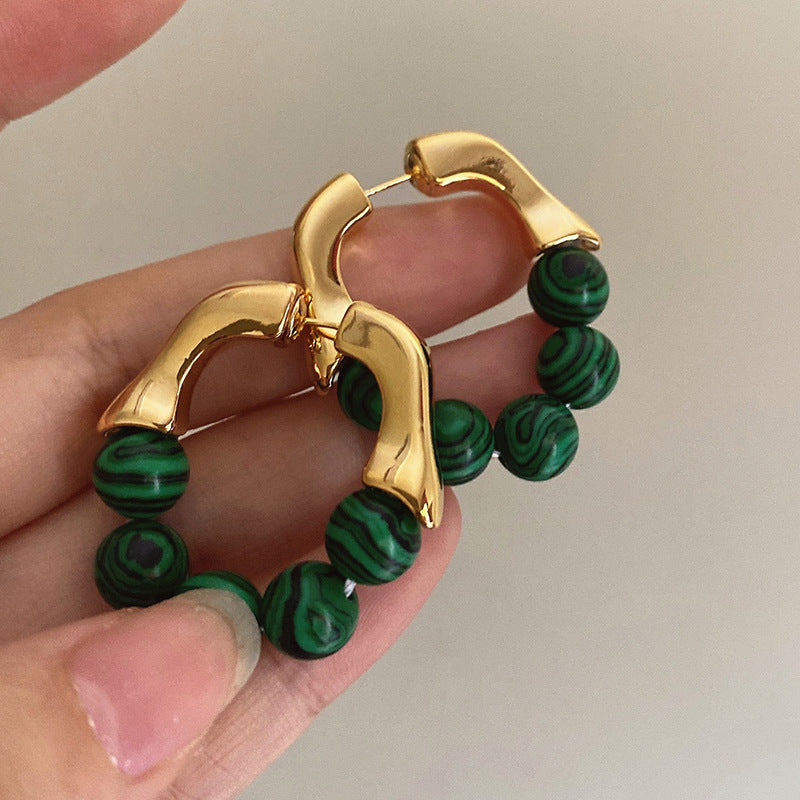 Boucles d'oreilles personnalisées de style givré, Design vert rétro, haut sens