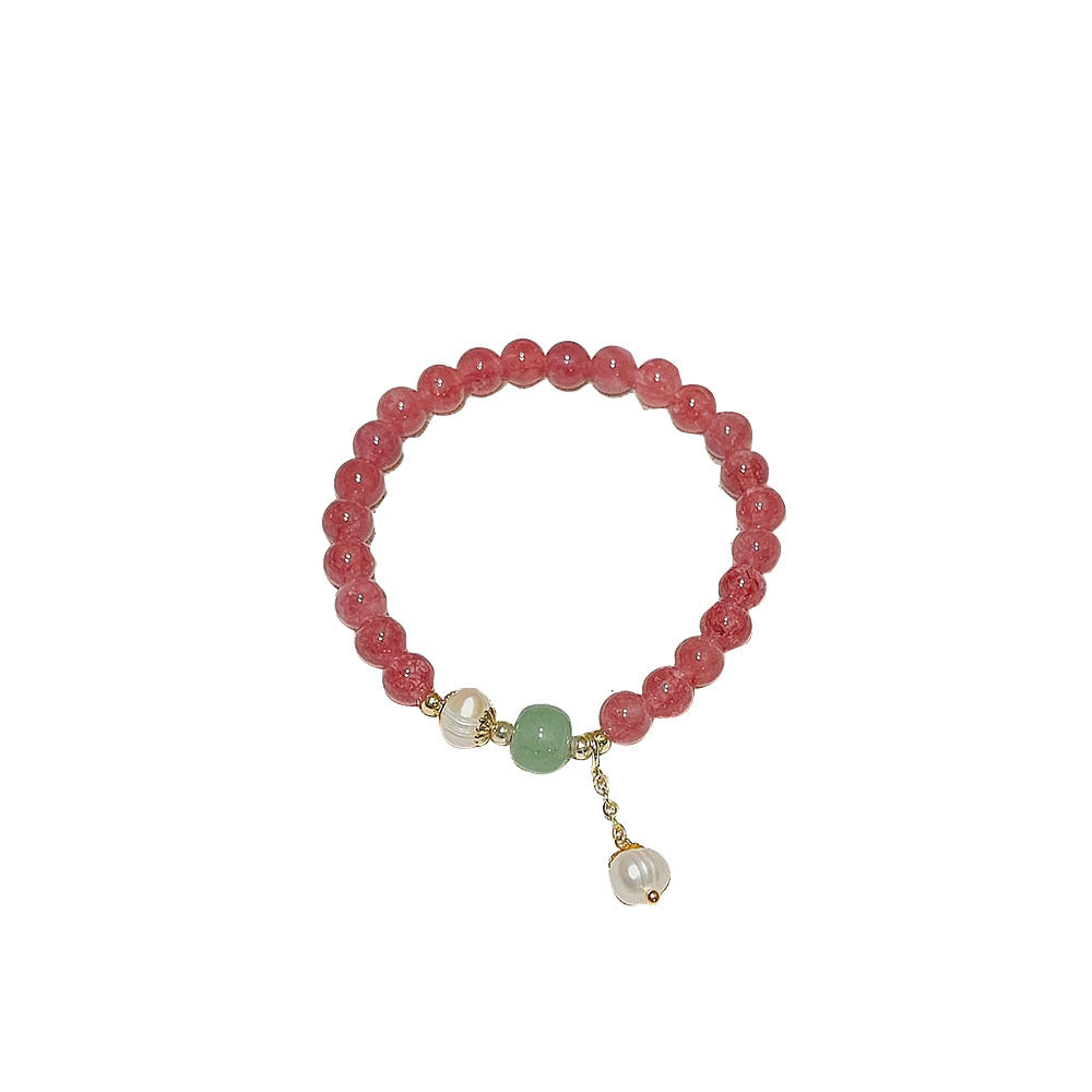 Bracelets à quartz fraise gracieux de luxe pour femmes