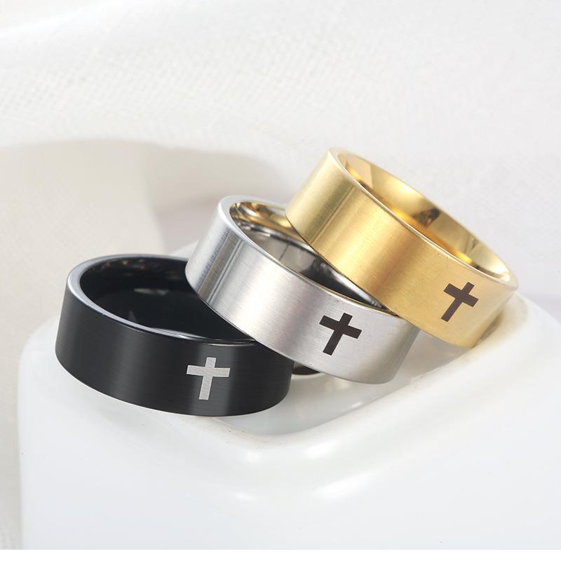 Stainless Steel Design Wind Cross Simple Rings