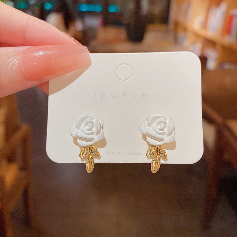 Women's Needle Fresh Flower For Mori Temperamental Stud Earrings