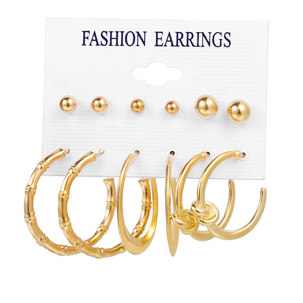 Women's Inlaid Pearl Creative French Retro Gold Earrings