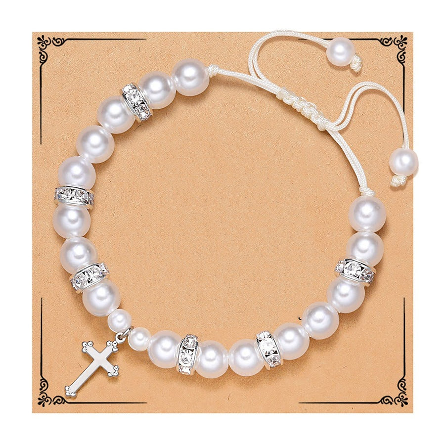 Imitation Pearl Love Woven Little Easter Bracelet
