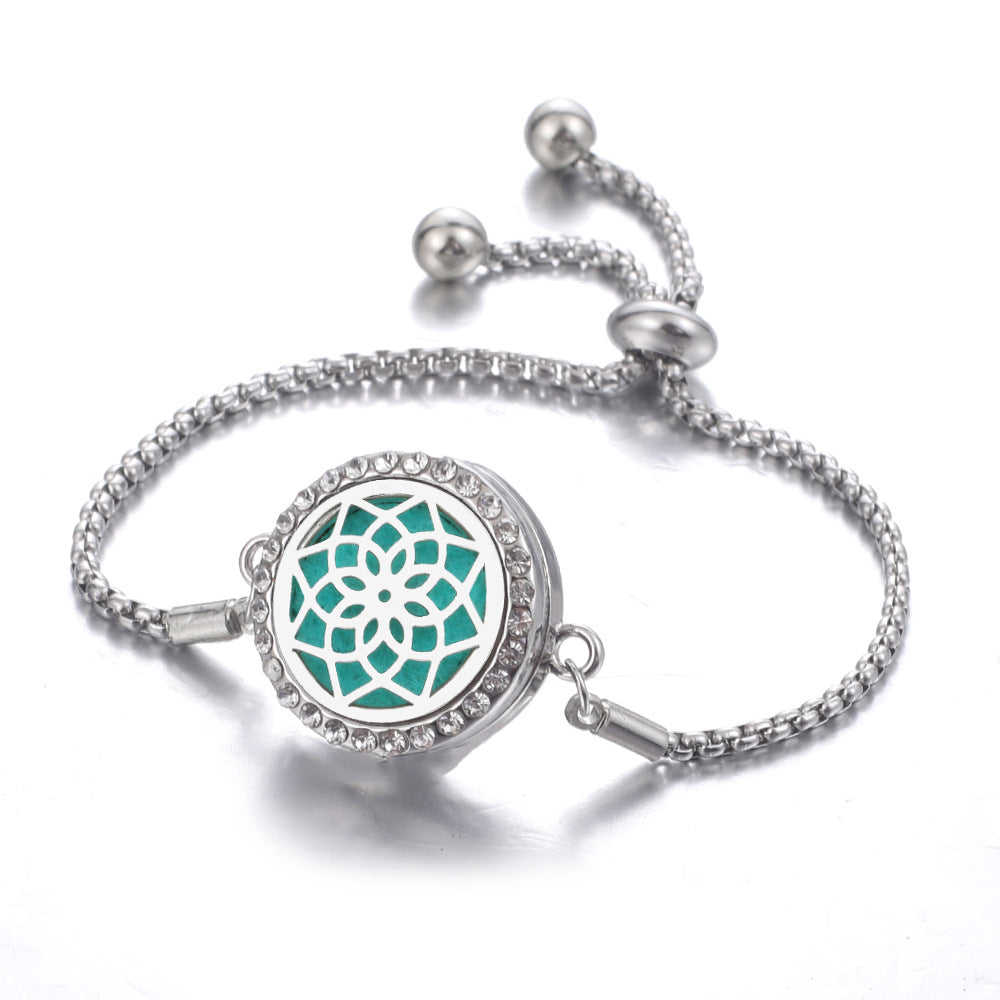 Steel Hollow Oil Lucky Tree Open Box Bracelet