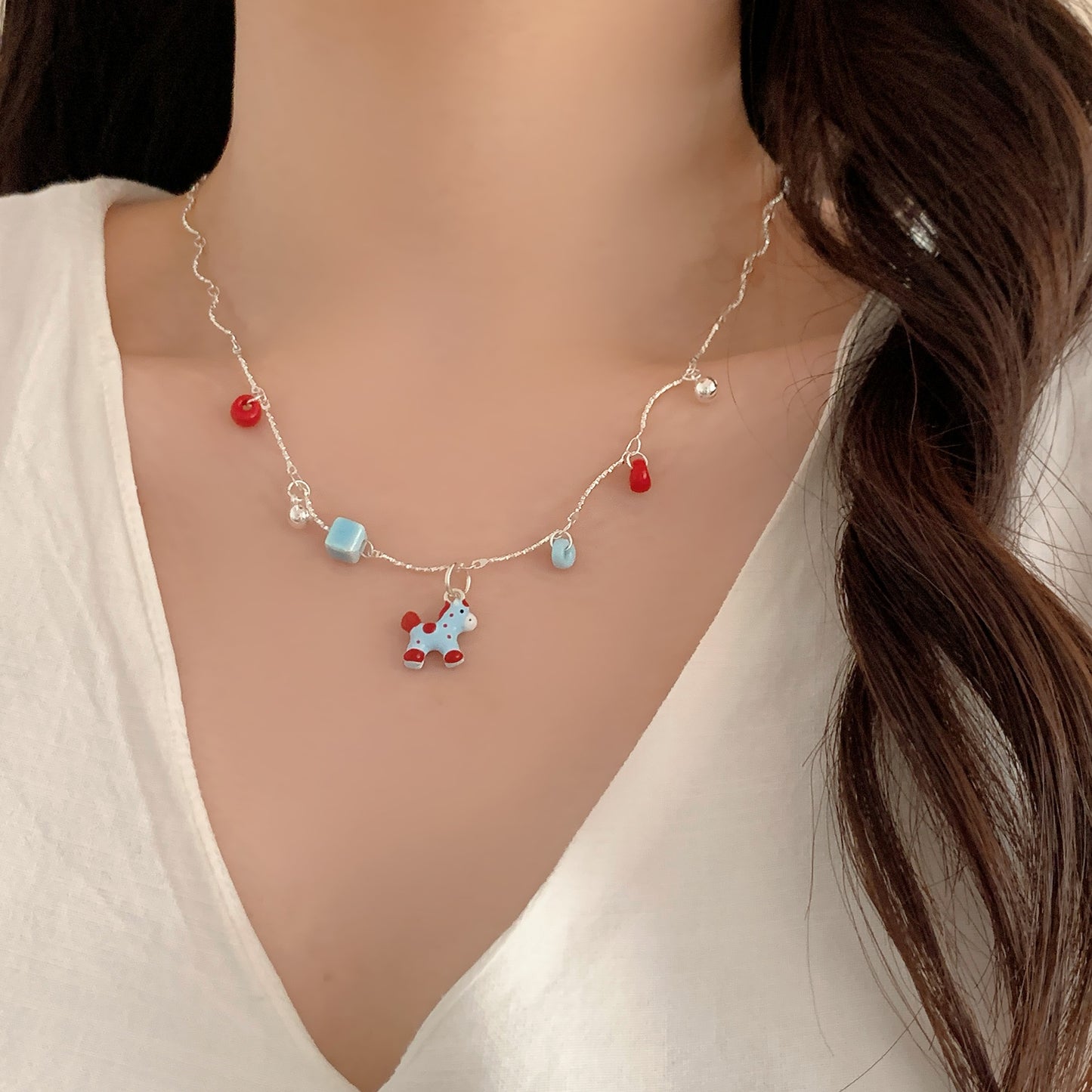 Children's Dopamine Colored Drip Glaze Pony Female Sweet Exquisite Cute Clavicle Necklace