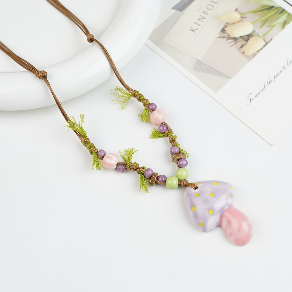 Peace Fu National Fashion Vintage Ceramic Female Longevity Necklaces