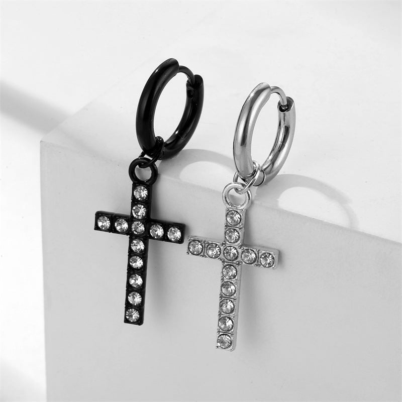 Women's & Men's Korean Fashion Trend Cross Titanium Steel Personalized Hip Hop Ear Buckle