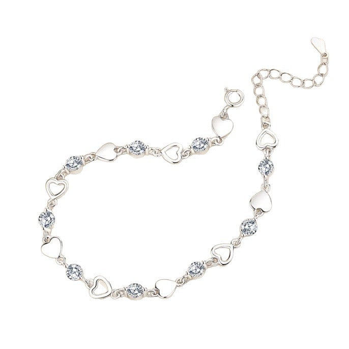 Sweet Cool Loving Heart Zircon Simple Design Bracelet