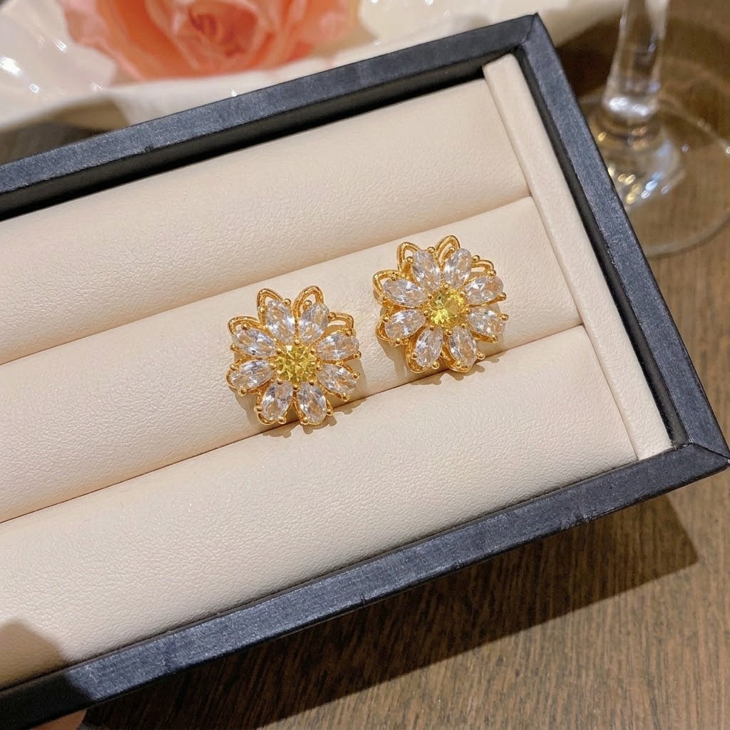 Rotating Degree Rotation Heart-shaped Zircon Clavicle Rings
