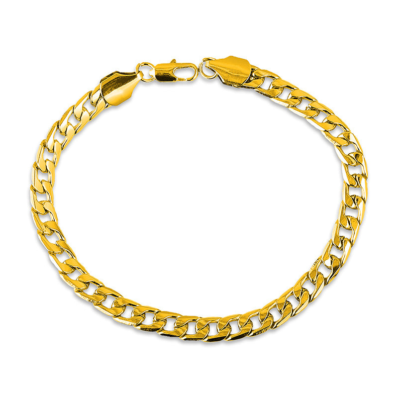 Men's Stainless Steel Boss Gold Flat Chain Bracelets