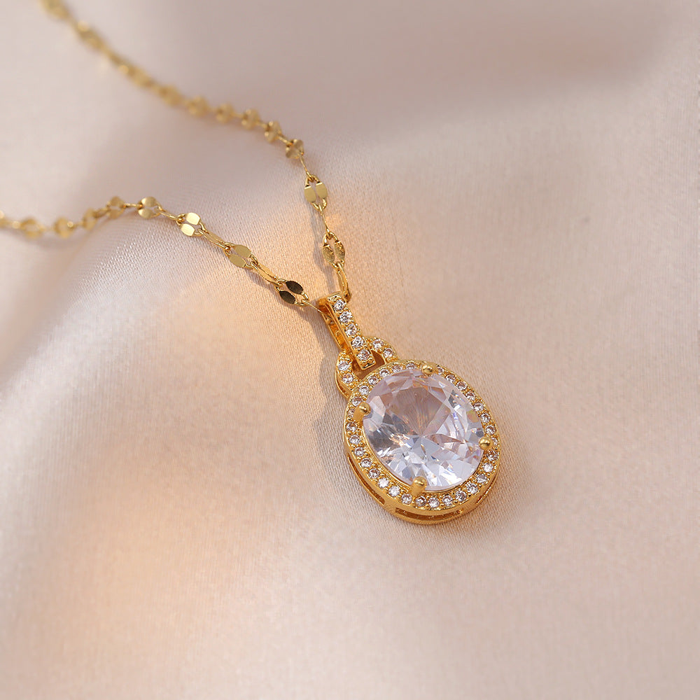 Broadcast Light Luxury Water Drop Full Rhinestone Zircon Korean Necklaces