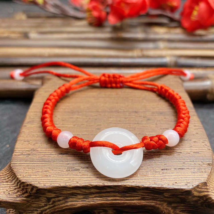 White Jade Peace Buckle Rope Life Bracelet