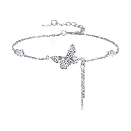 Sier Butterfly Dance Tassel Female Design Bracelets