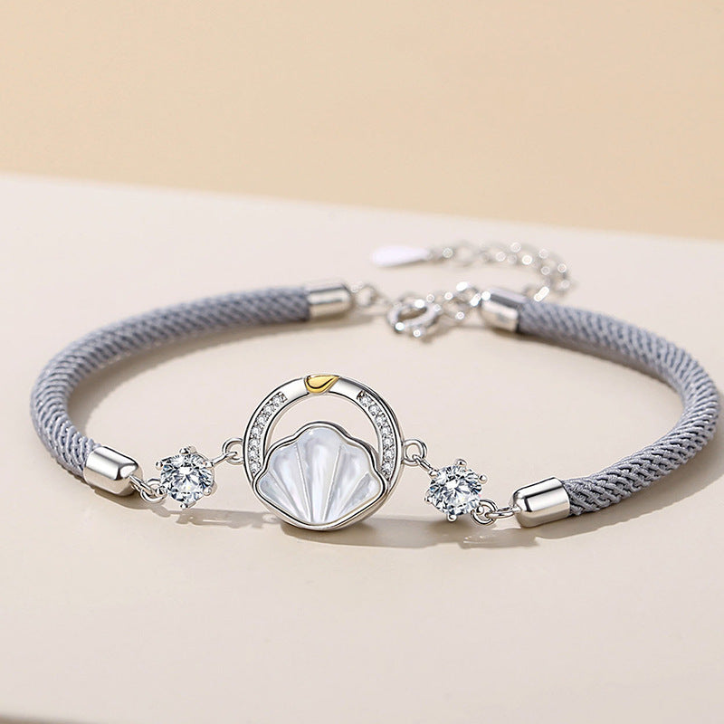 Women's & Men's Lovers Pair Of Shells For Lifetime Woven Hand Strap Valentine's Bracelets