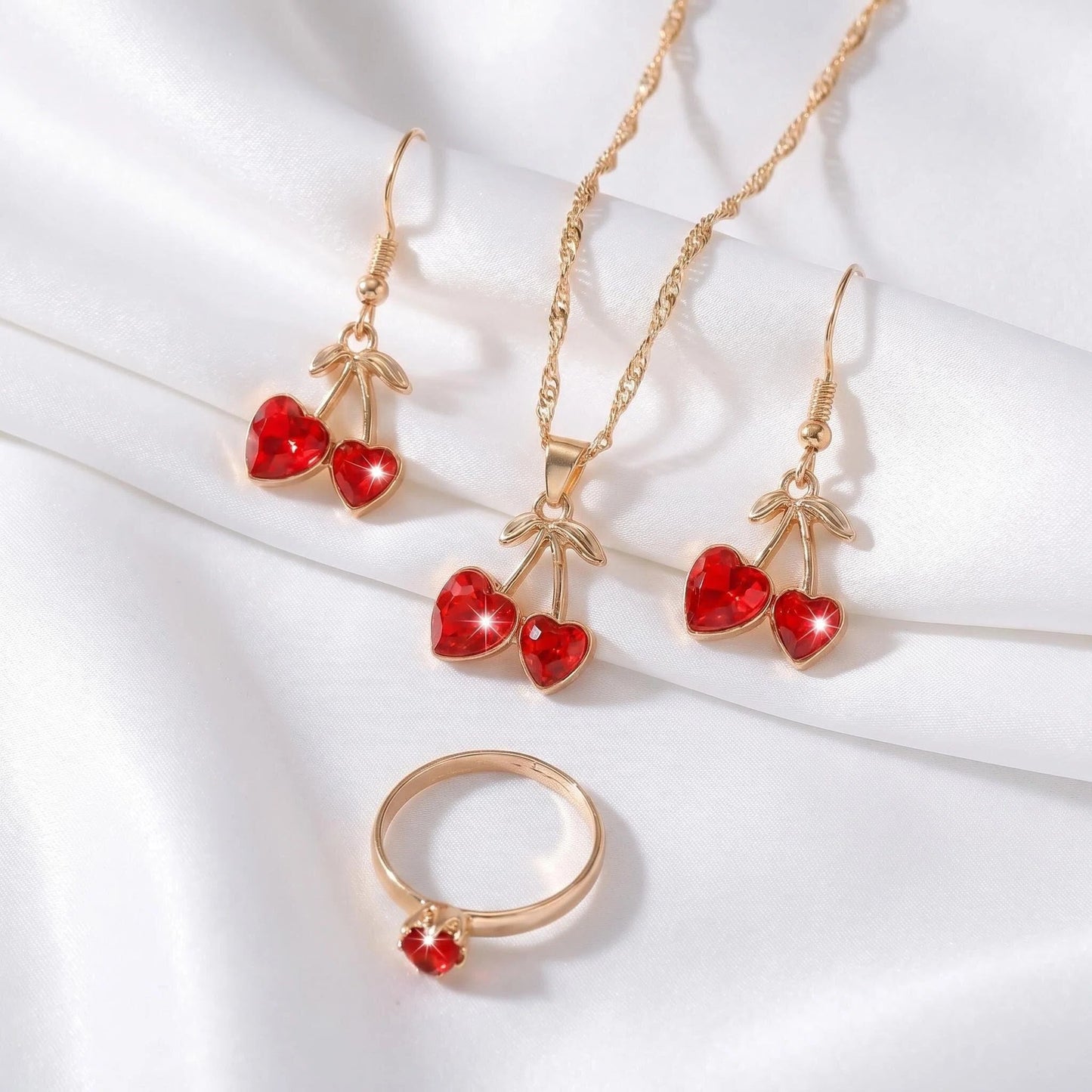 Love Fashion Simple Heart-shaped Cute Cherry Earrings