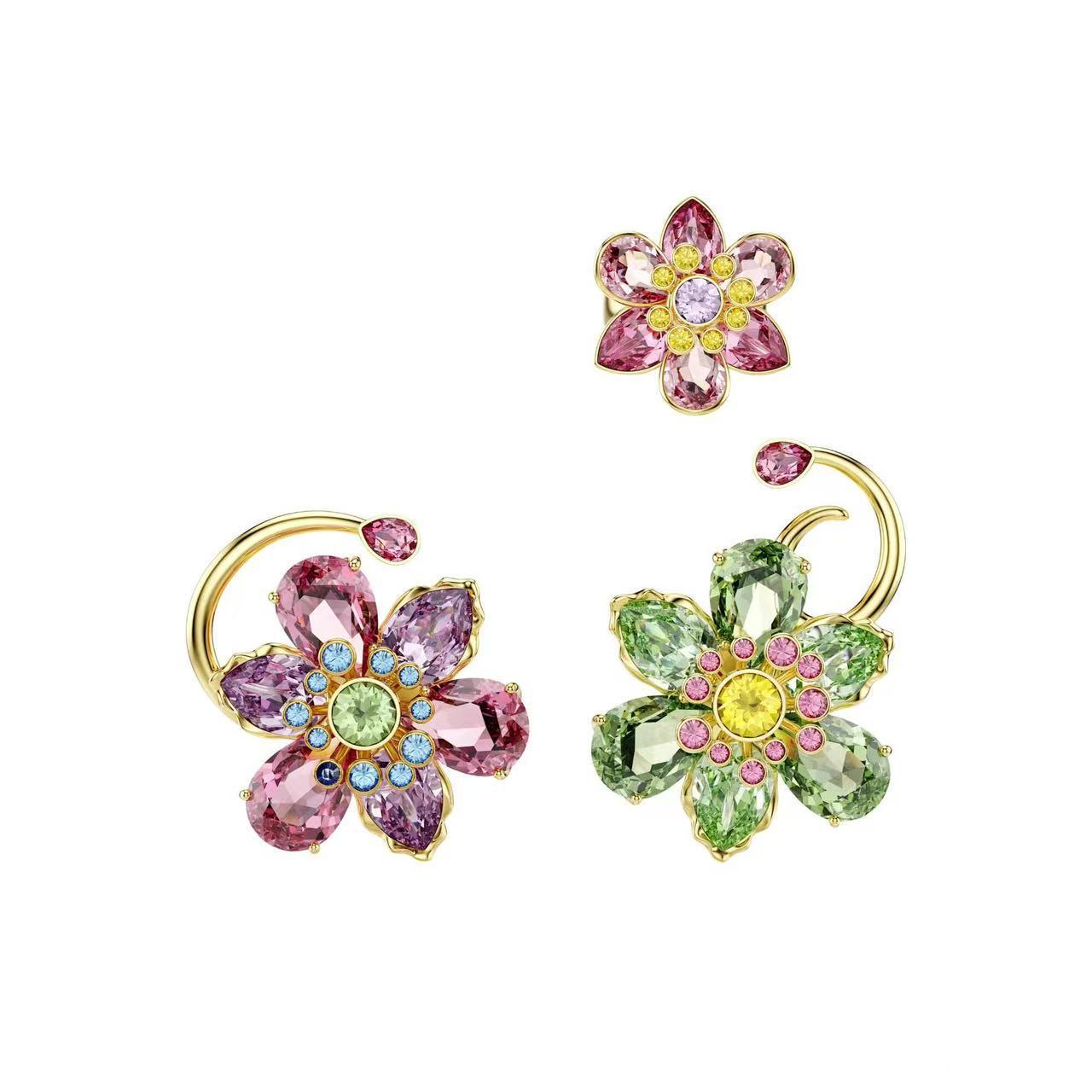 Austrian Crystal Flowers Rich Candy Ear Jewelry Set