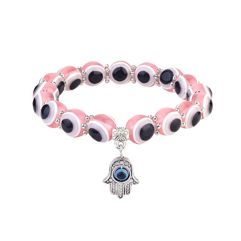 Devil Eye Fatima Palm Beaded Resin Glaze Blue Eyes Bracelets