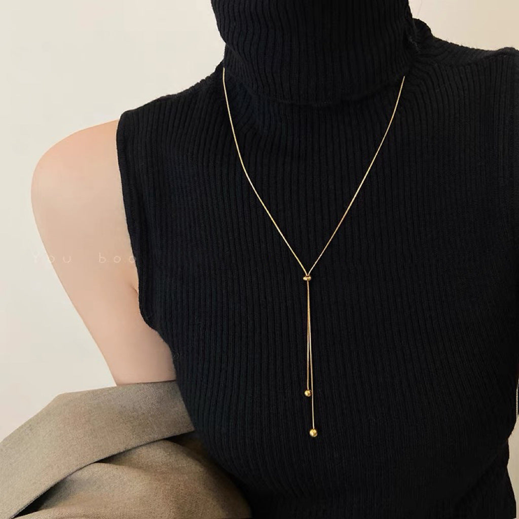 Women's Design Round Beads Tassel For Special Interest Light Luxury High-grade Necklace