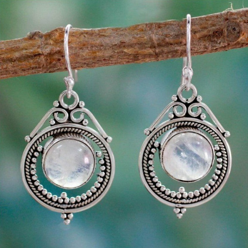 Inlaid Sea Blue Topaz Female Creative Rotational Water Drop Earrings