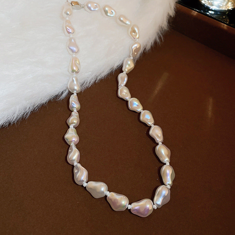 Irregular Pearl Geometric Elegant Sweater Chain Classic Style Necklace