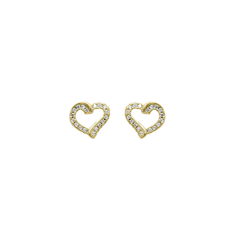 Boucles d'oreilles en strass en forme de coeur simples en diamant en forme de coeur