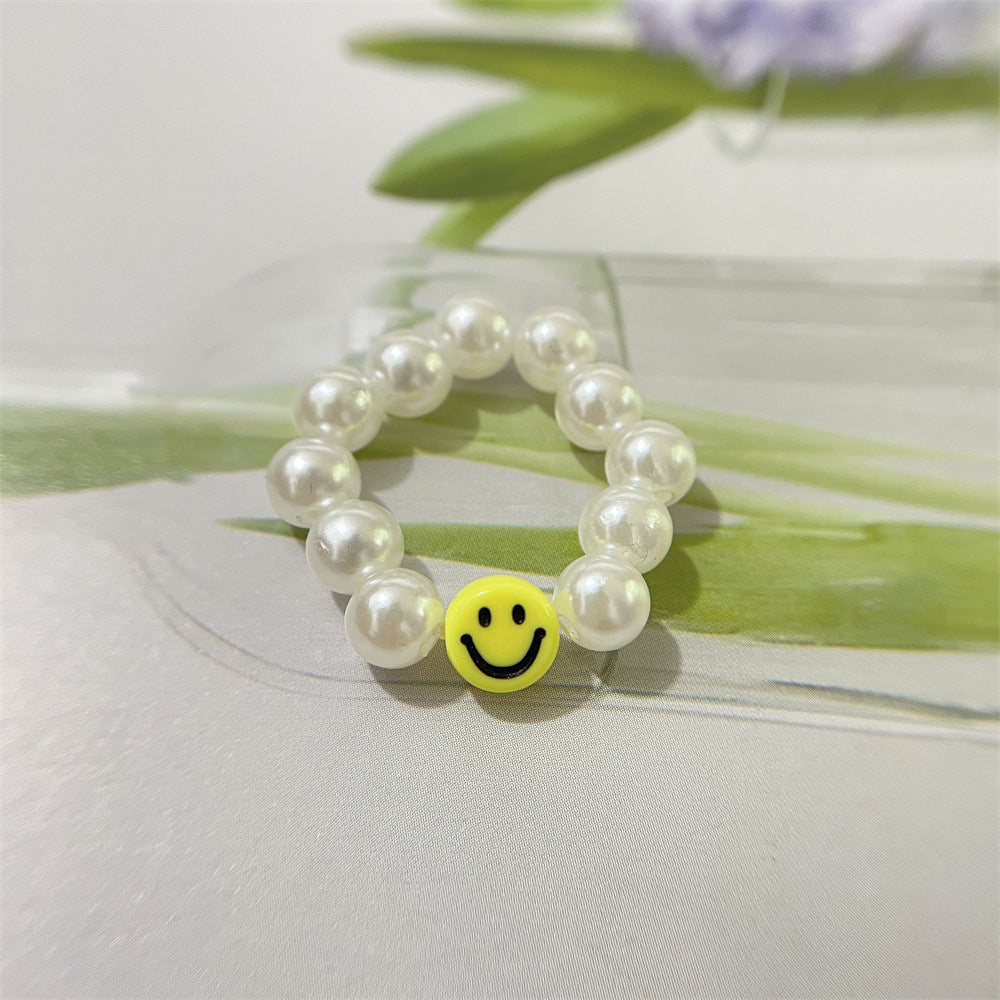 Bead Flower Colorful Woven Small Index Finger Female Rings