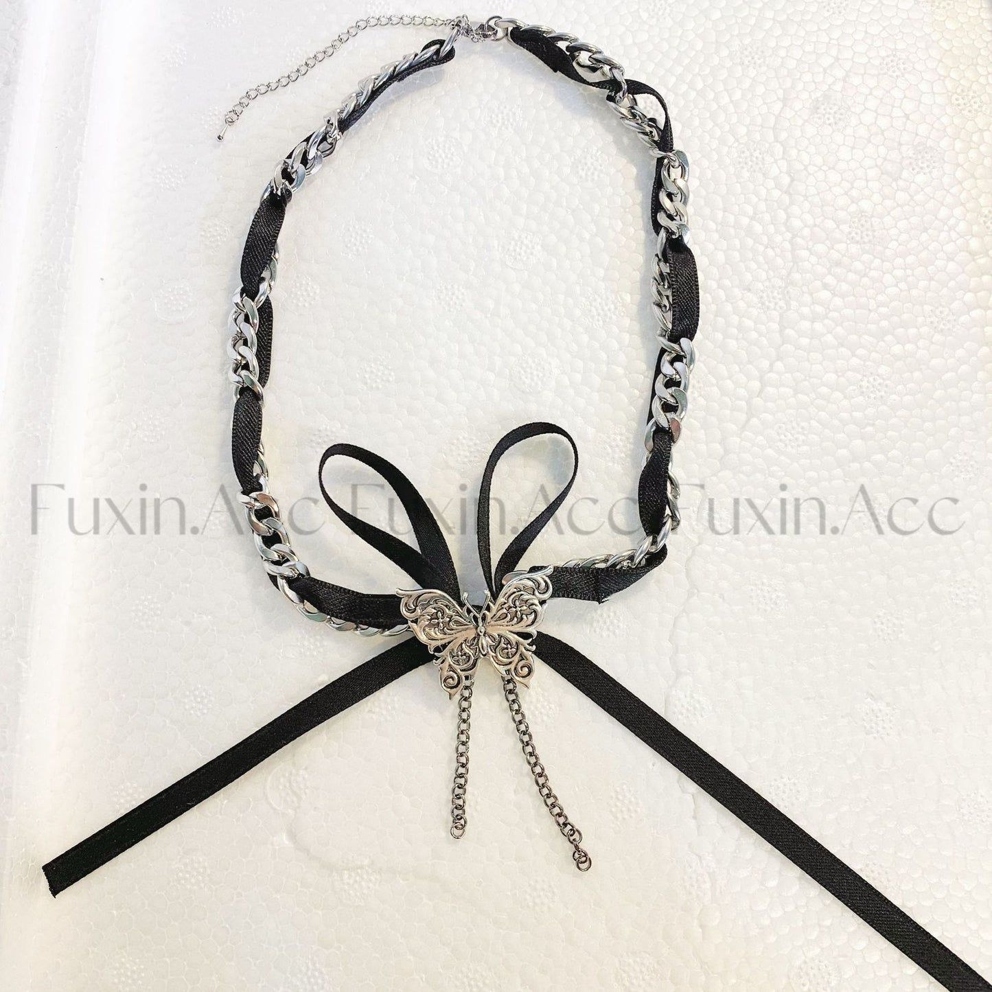 Black Bow Flower Simulated Snakes Collar Necklaces