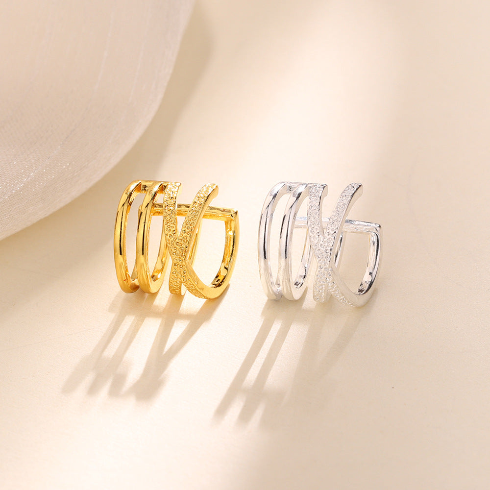 Flash Sand Cross Temperament Korean Style Sweet Cool Fashion Creative Ear Clip