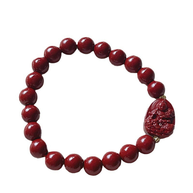 Bracelets rétro simples pour femmes, bouddha de naissance, cinabre