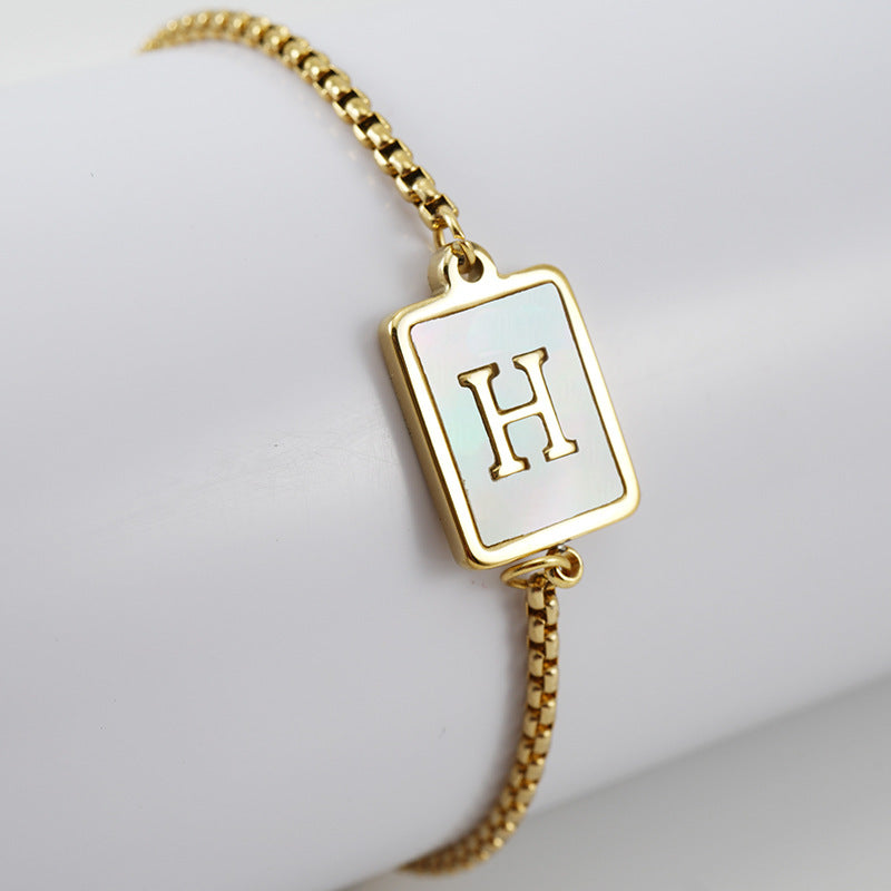 Shell Letter Lala Female Stainless Square Bracelets