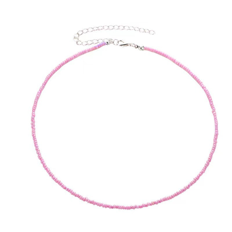 Fashion Beaded Colorful Small Beads Summer Beach Clavicle Chain Necklace