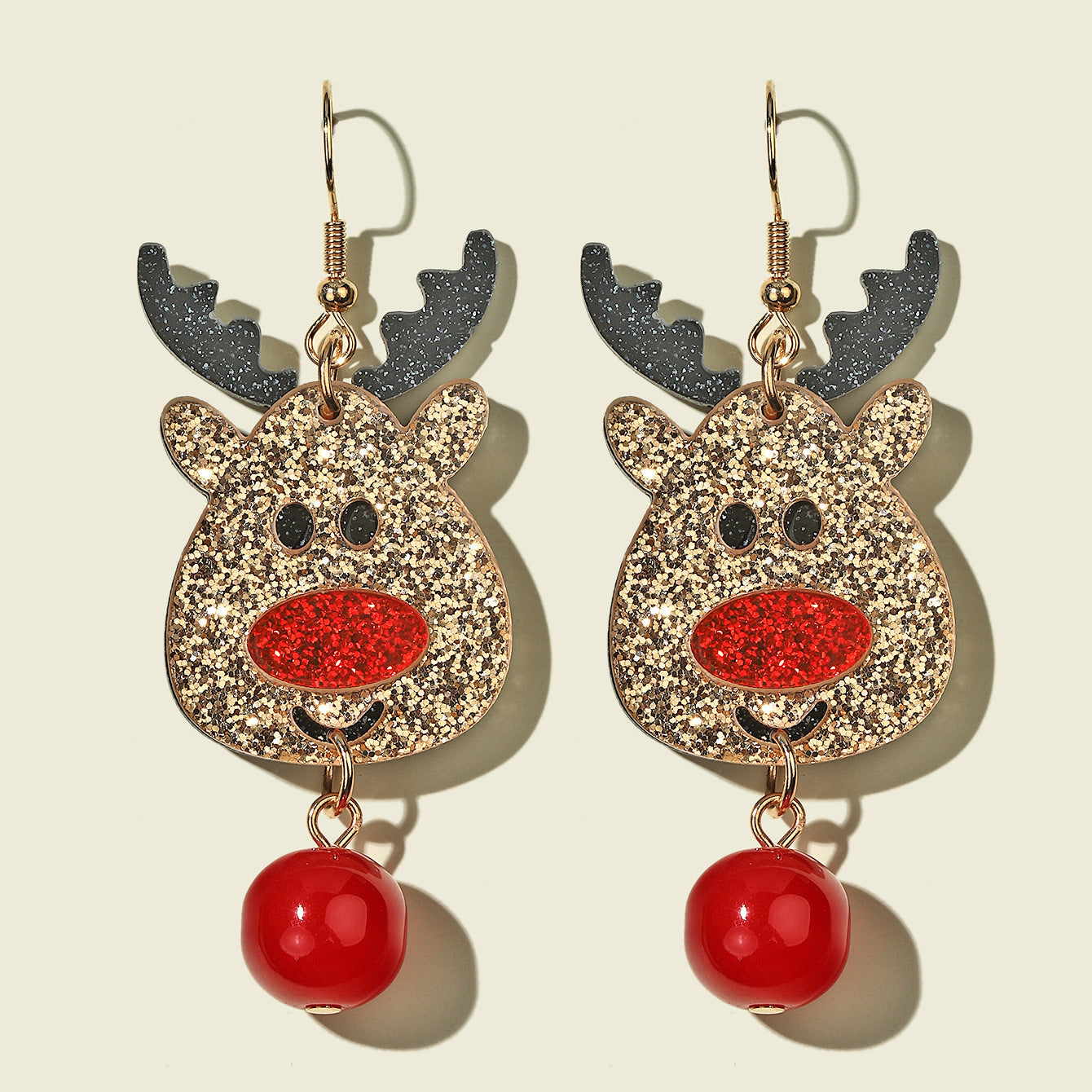 Boucles d'oreilles acryliques mignonnes et créatives en forme d'élan et d'arbre de Noël