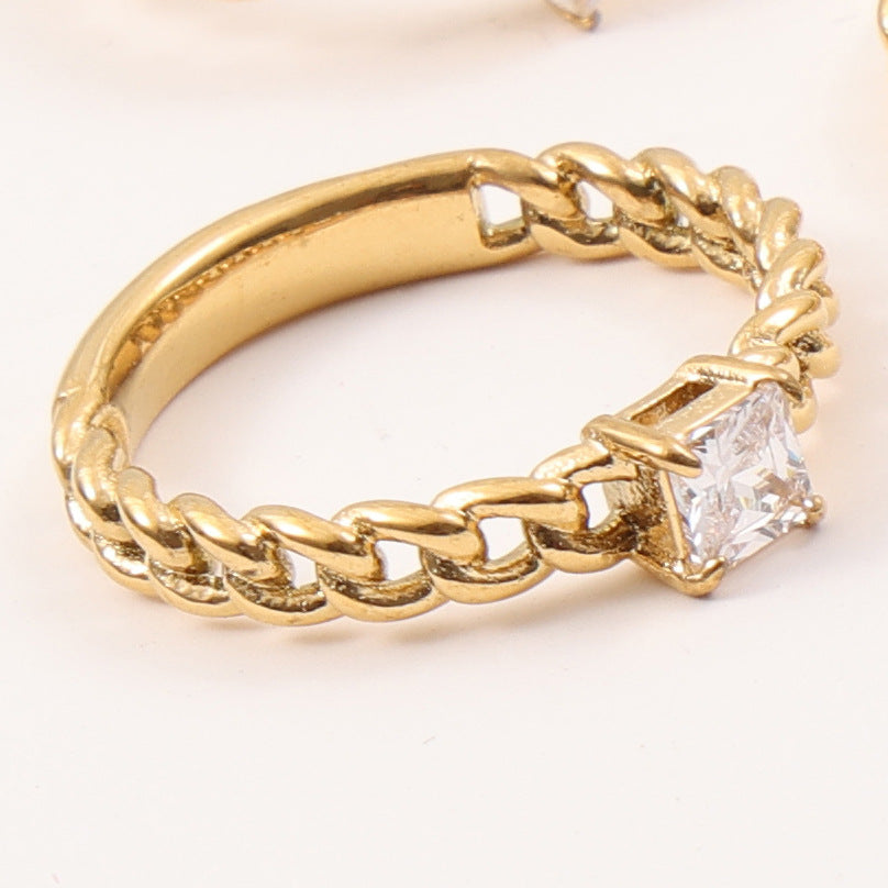 Chain Style Zircon Titanium Steel Gold Bracelets