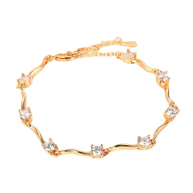 Bracelets en or champagne simples avec diamants pour diffusion en direct pour femmes