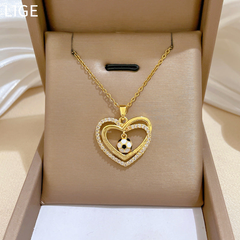 Women's Steel Love Oil Dripping Football Affordable Luxury Style Elegant Gorgeous Necklaces