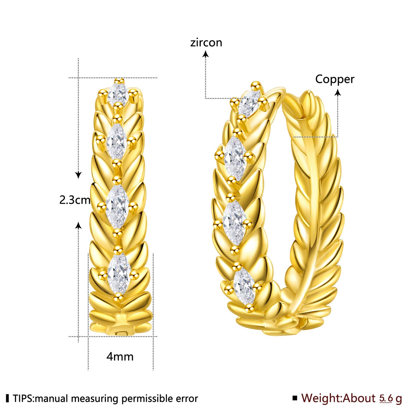 Women's Popular Fashion Wheat Modeling Big Ear Earrings