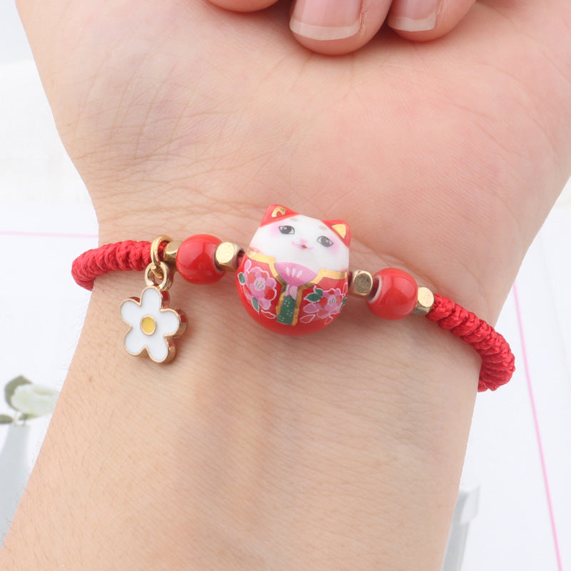 Cute Cartoon Lucky Cat Candy Color Bracelets