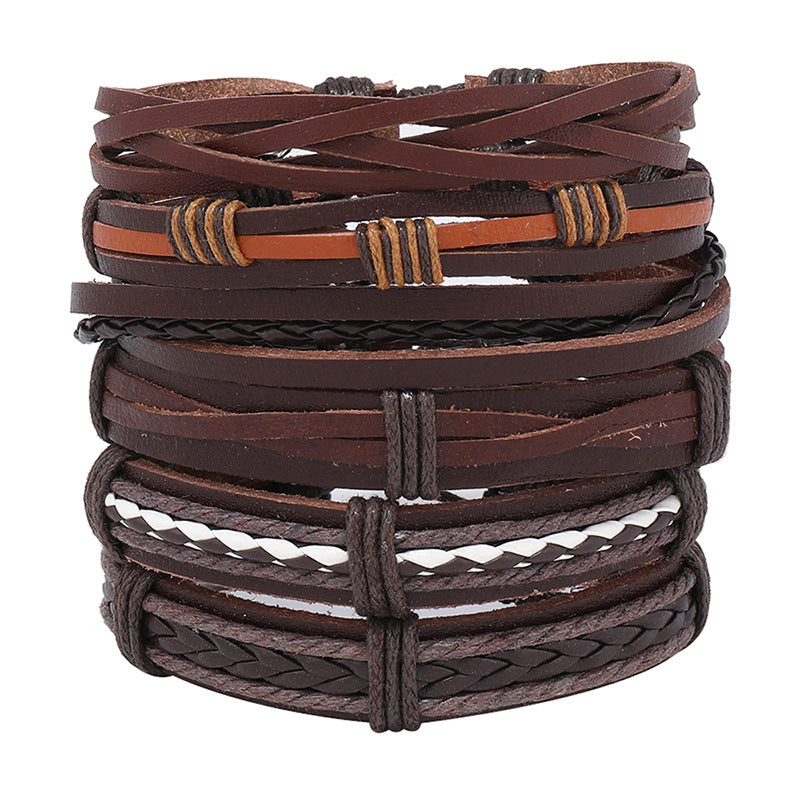 Ornament Simple Handmade Weave Vintage Leather Bracelets