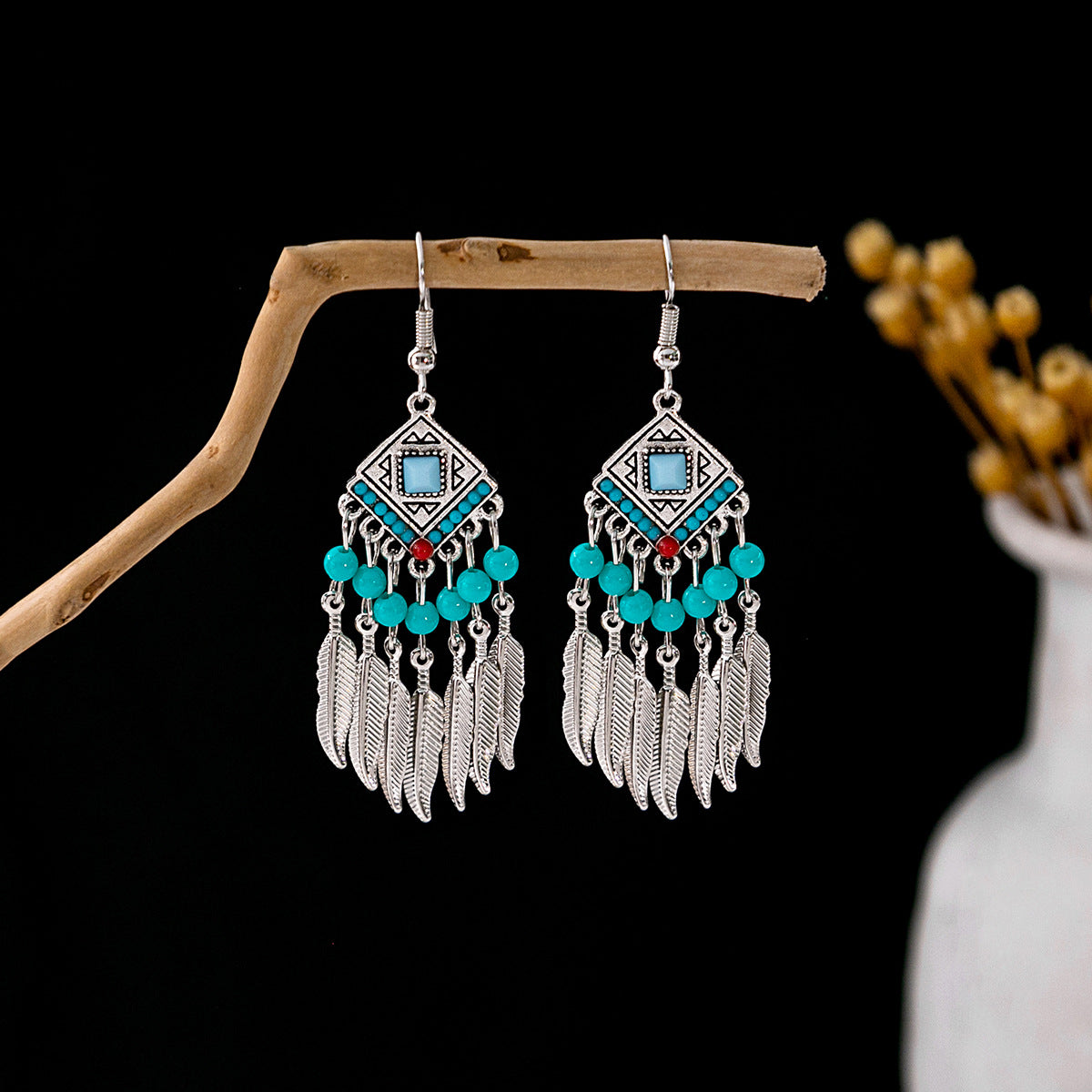 Tassel Turquoise Retro Minority Ethnic Style Earrings