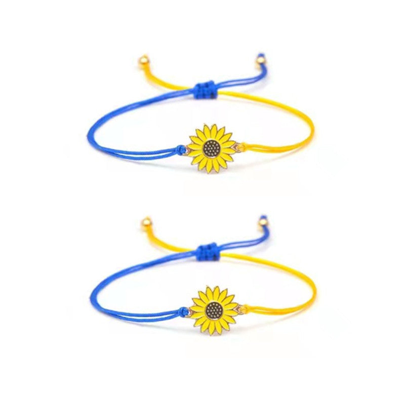 Bracelets tissés en ligne de cire bleu jaune marguerite