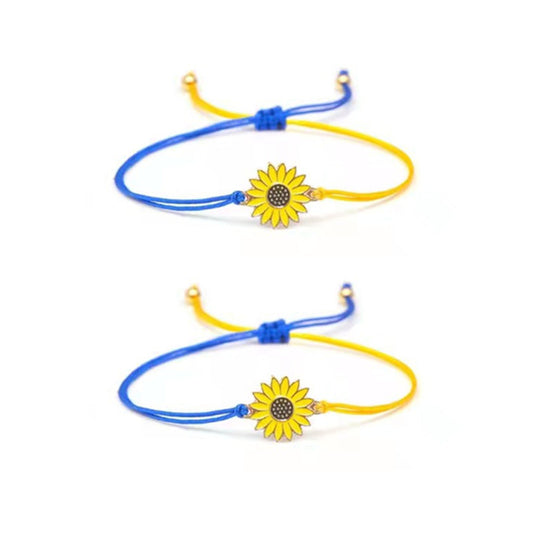 Daisy Yellow Blue Wax Line Woven Bracelets