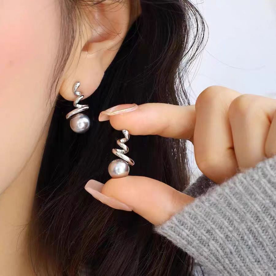 Gentle Temperamental Pearl High-grade Diamond Decorations Niche Stud Earrings